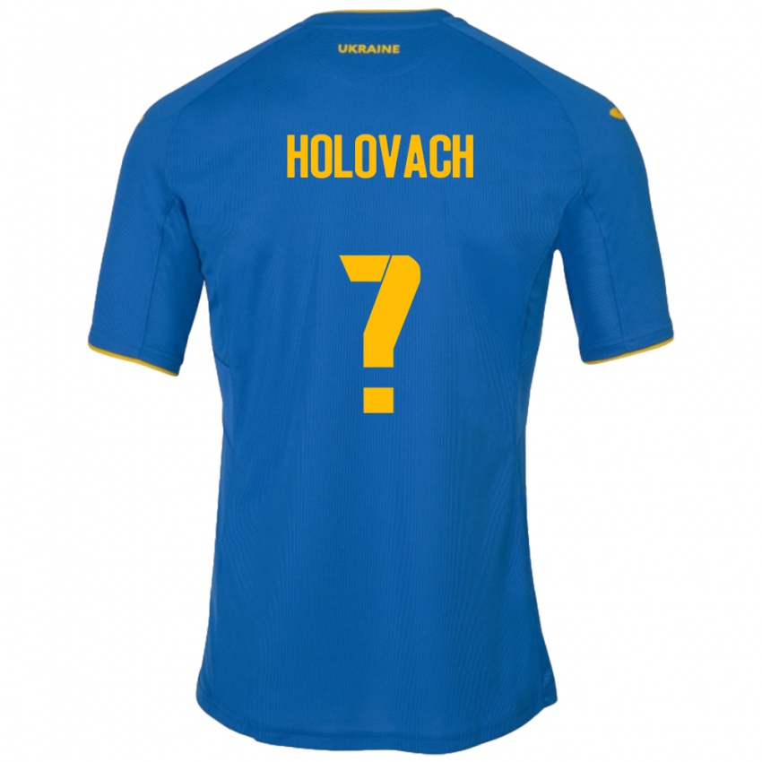 Børn Ukraine Viktoriya Holovach #0 Blå Udebane Spillertrøjer 24-26 Trøje T-Shirt