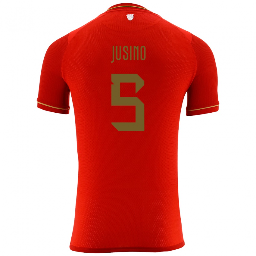 Børn Bolivia Adrián Jusino #5 Rød Udebane Spillertrøjer 24-26 Trøje T-Shirt