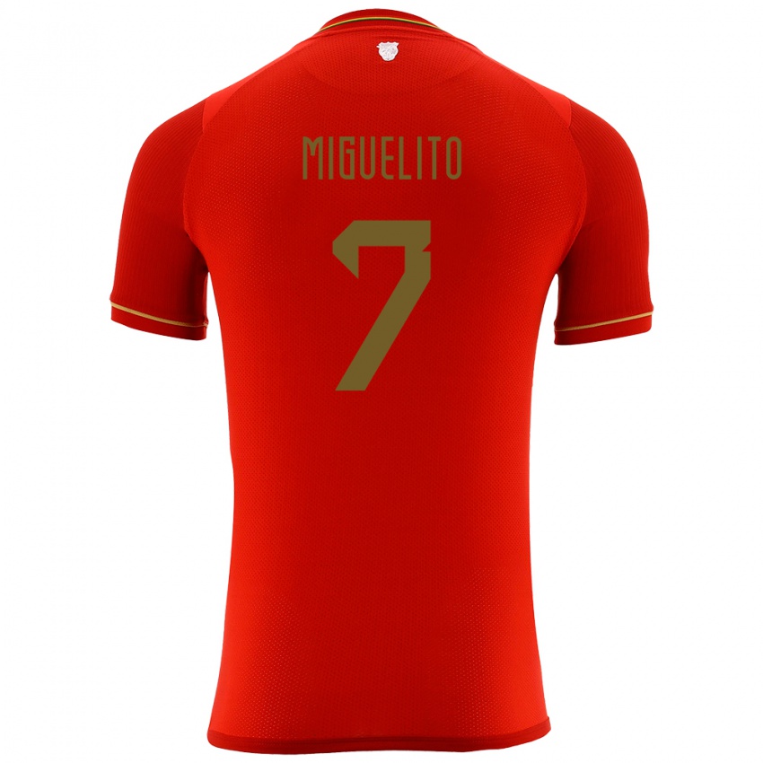 Børn Bolivia Miguelito #7 Rød Udebane Spillertrøjer 24-26 Trøje T-Shirt