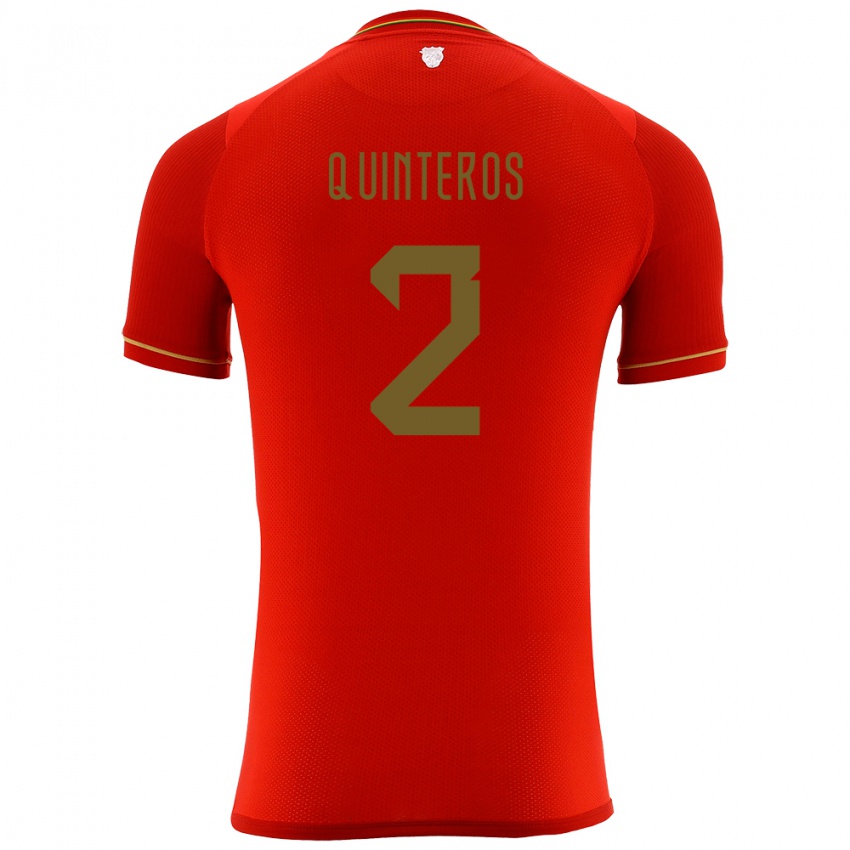 Børn Bolivia Jairo Quinteros #2 Rød Udebane Spillertrøjer 24-26 Trøje T-Shirt