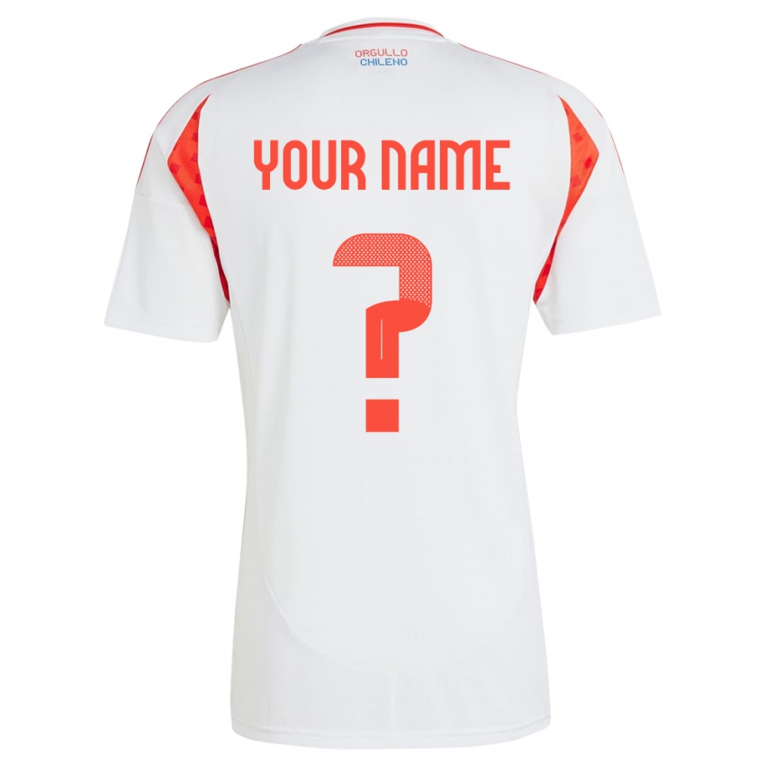 Børn Chile Dit Navn #0 Hvid Udebane Spillertrøjer 24-26 Trøje T-Shirt