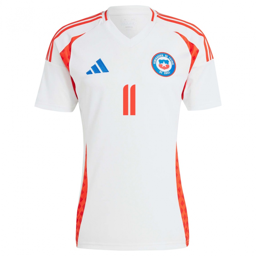 Børn Chile Eduardo Vargas #11 Hvid Udebane Spillertrøjer 24-26 Trøje T-Shirt