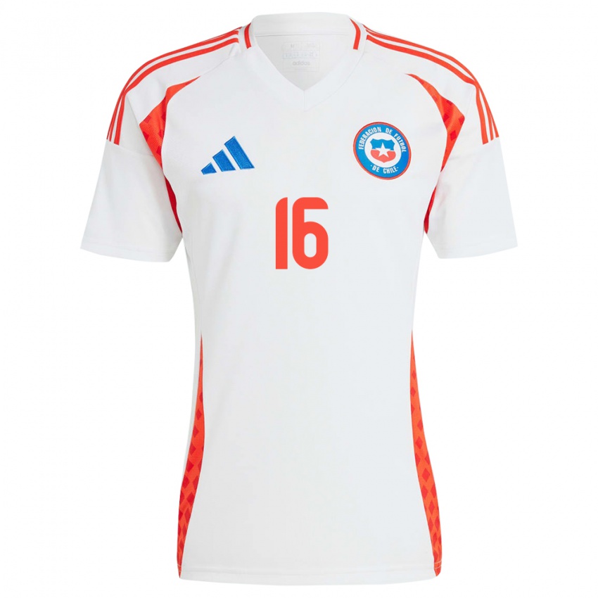 Børn Chile Jeison Fuentealba #16 Hvid Udebane Spillertrøjer 24-26 Trøje T-Shirt