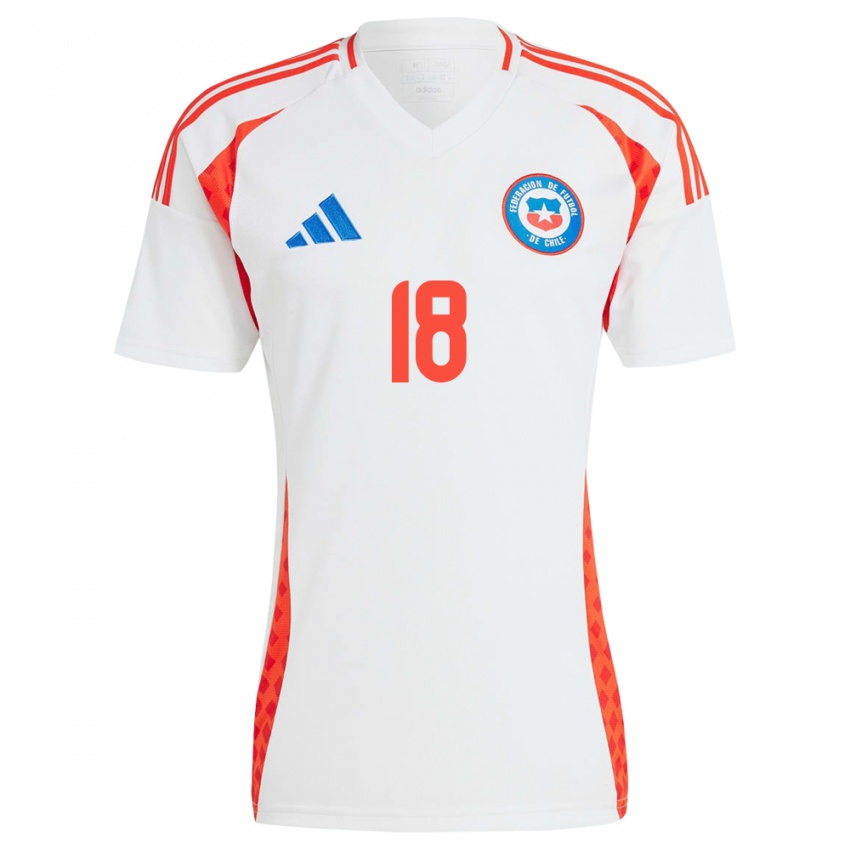 Børn Chile Camila Sáez #18 Hvid Udebane Spillertrøjer 24-26 Trøje T-Shirt