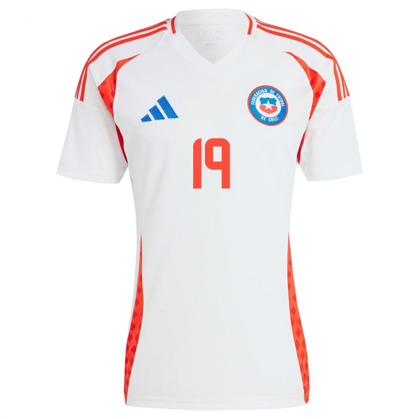 Børn Chile Benjamín Riquelme #19 Hvid Udebane Spillertrøjer 24-26 Trøje T-Shirt