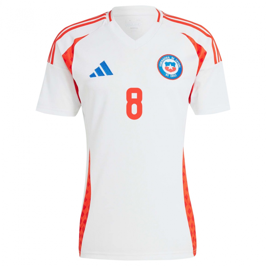 Børn Chile Darío Osorio #8 Hvid Udebane Spillertrøjer 24-26 Trøje T-Shirt