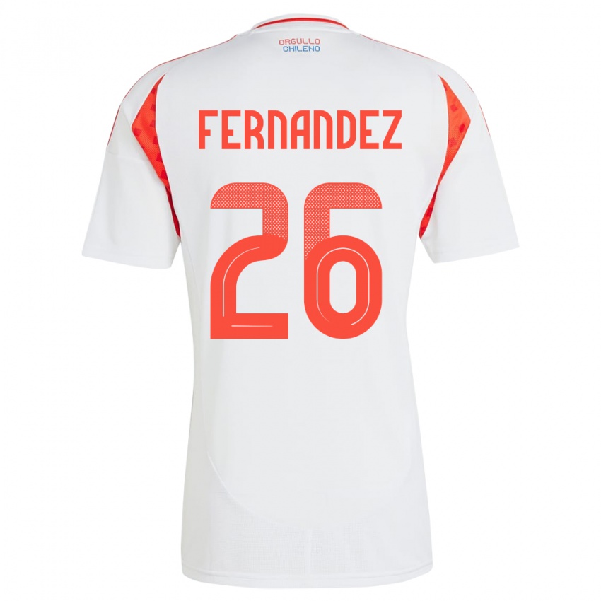 Børn Chile Nicolás Fernández #26 Hvid Udebane Spillertrøjer 24-26 Trøje T-Shirt