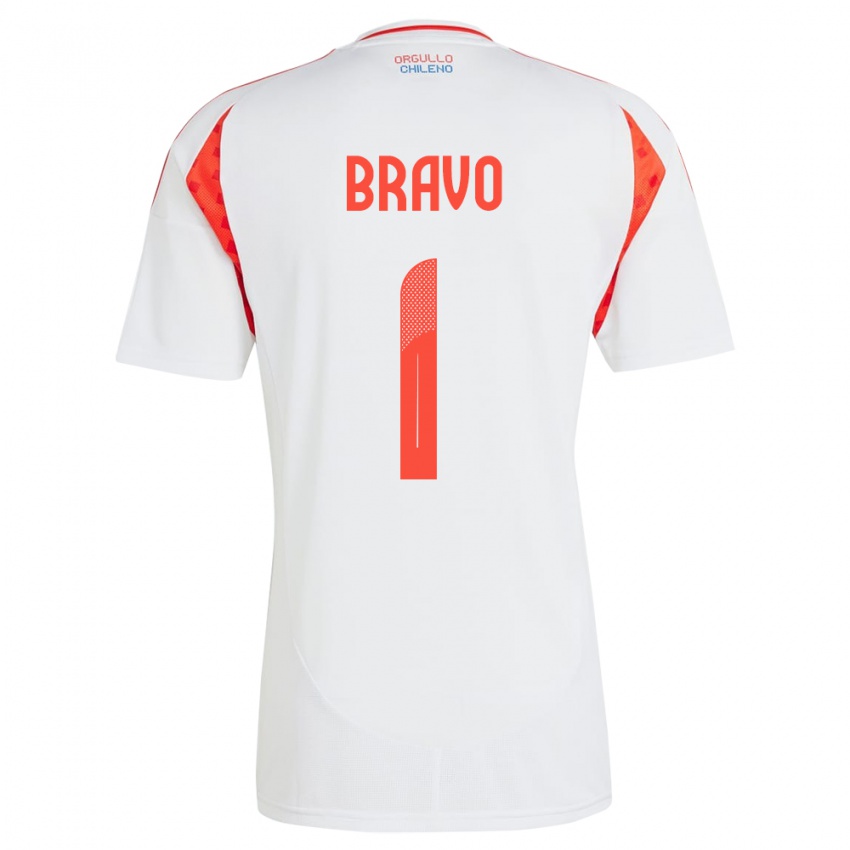 Børn Chile Claudio Bravo #1 Hvid Udebane Spillertrøjer 24-26 Trøje T-Shirt