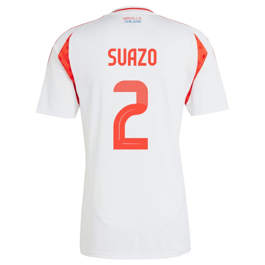 Børn Chile Gabriel Suazo #2 Hvid Udebane Spillertrøjer 24-26 Trøje T-Shirt