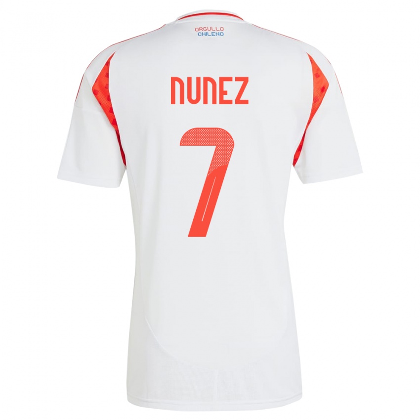 Børn Chile Marcelino Núñez #7 Hvid Udebane Spillertrøjer 24-26 Trøje T-Shirt