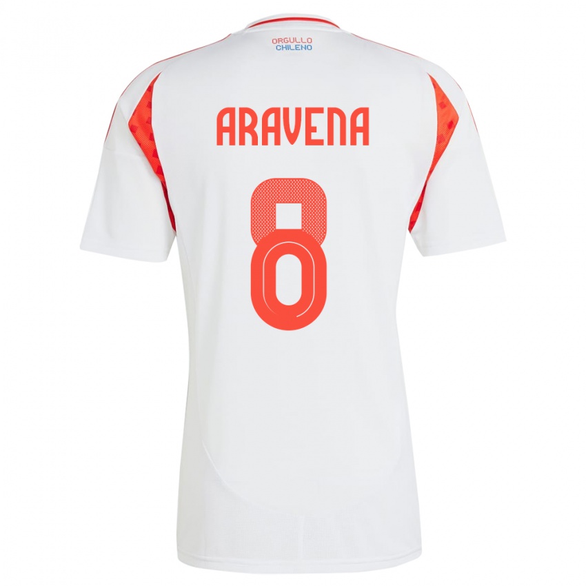 Børn Chile Alexander Aravena #8 Hvid Udebane Spillertrøjer 24-26 Trøje T-Shirt