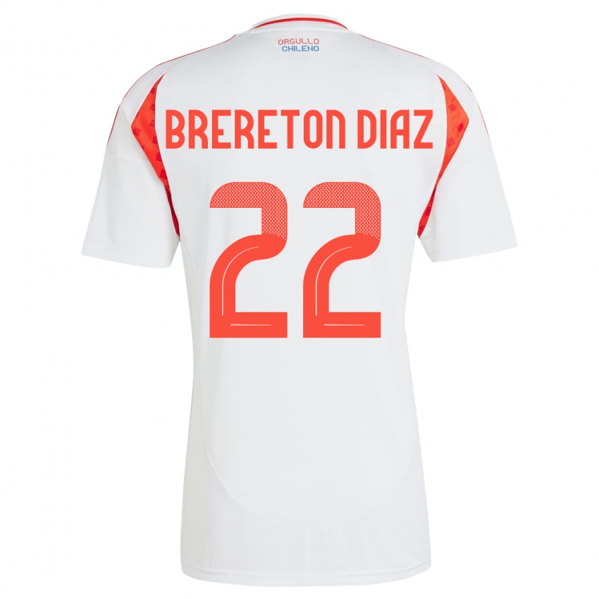 Børn Chile Ben Brereton Díaz #22 Hvid Udebane Spillertrøjer 24-26 Trøje T-Shirt