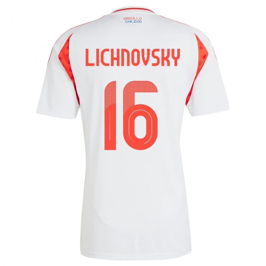 Børn Chile Igor Lichnovsky #16 Hvid Udebane Spillertrøjer 24-26 Trøje T-Shirt