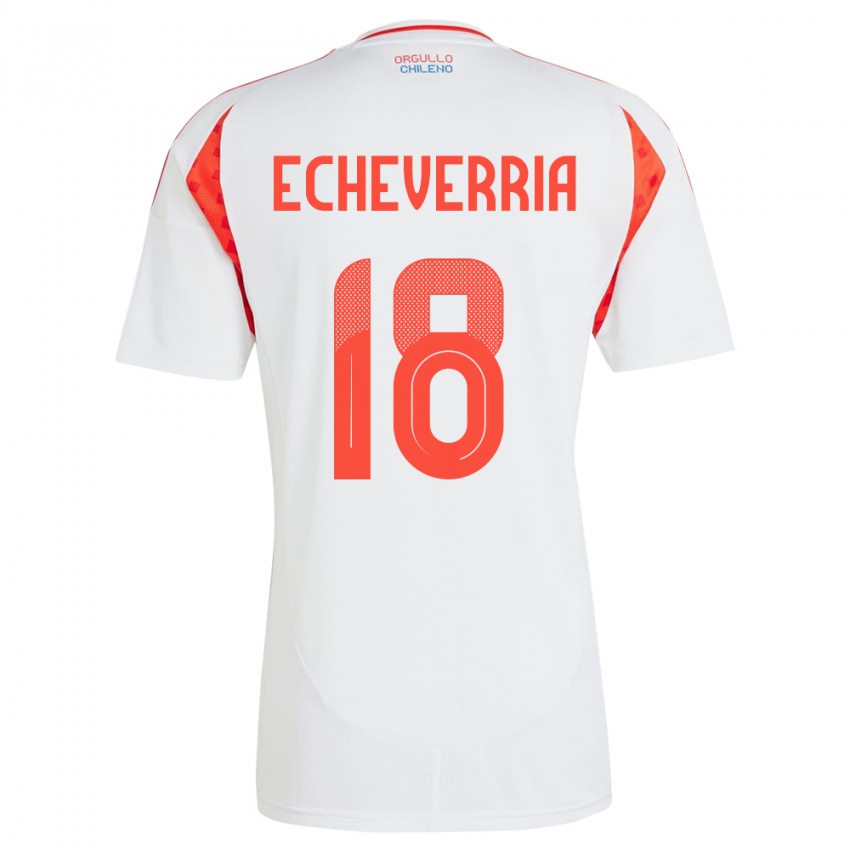 Børn Chile Rodrigo Echeverría #18 Hvid Udebane Spillertrøjer 24-26 Trøje T-Shirt