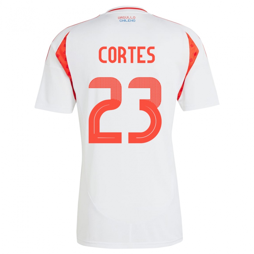 Børn Chile Brayan Cortés #23 Hvid Udebane Spillertrøjer 24-26 Trøje T-Shirt