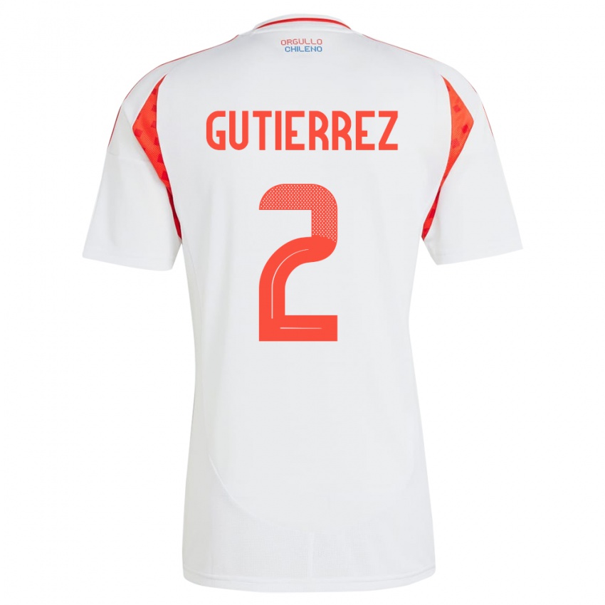 Børn Chile Joaquín Gutiérrez #2 Hvid Udebane Spillertrøjer 24-26 Trøje T-Shirt