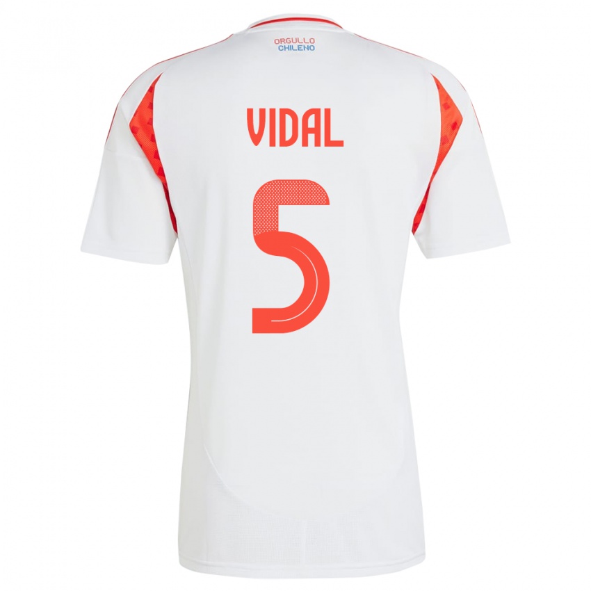 Børn Chile Valentín Vidal #5 Hvid Udebane Spillertrøjer 24-26 Trøje T-Shirt