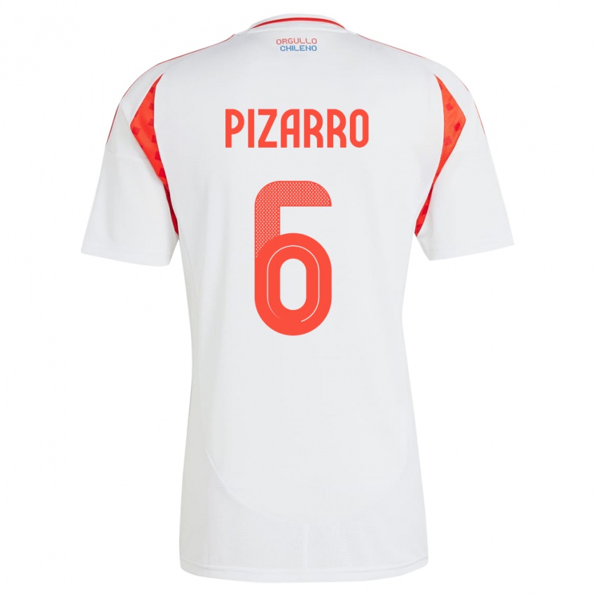 Børn Chile Vicente Pizarro #6 Hvid Udebane Spillertrøjer 24-26 Trøje T-Shirt