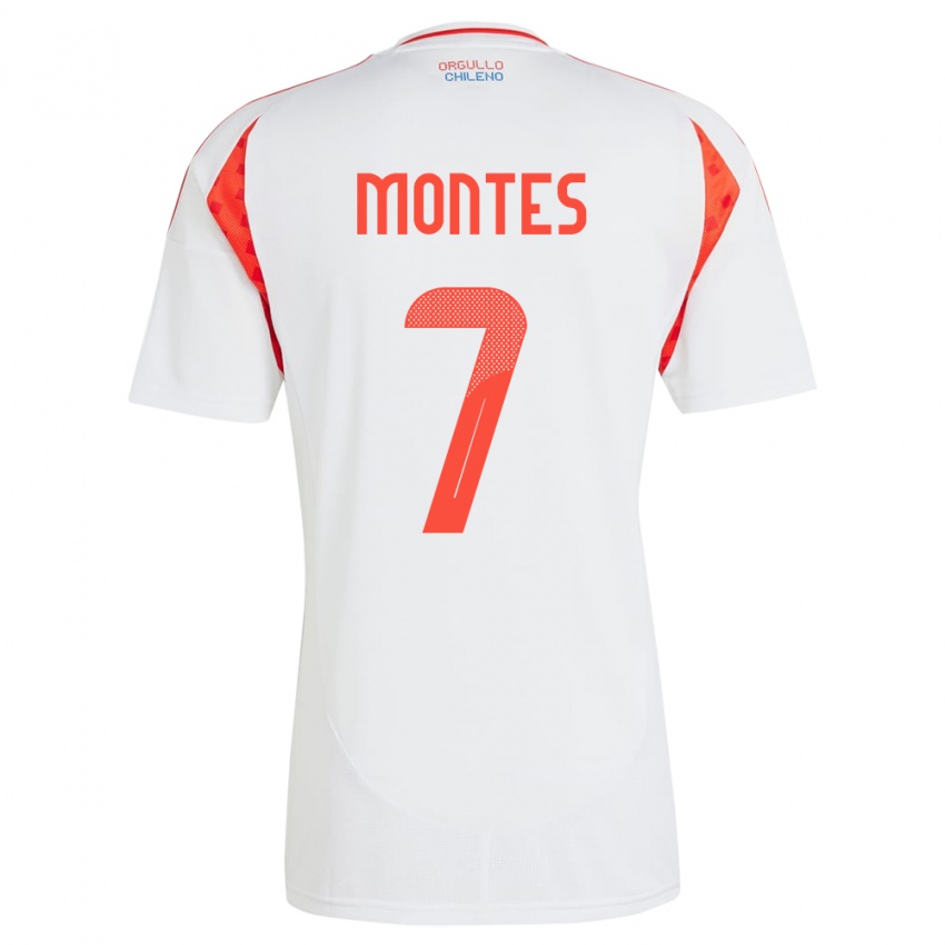 Børn Chile Clemente Montes #7 Hvid Udebane Spillertrøjer 24-26 Trøje T-Shirt