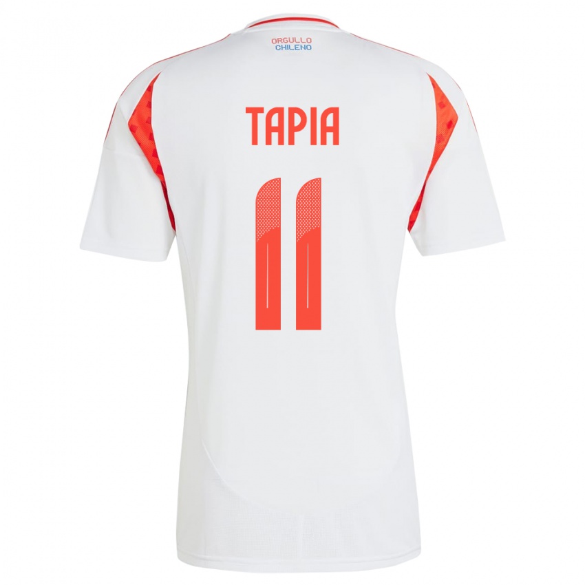 Børn Chile Gonzalo Tapia #11 Hvid Udebane Spillertrøjer 24-26 Trøje T-Shirt