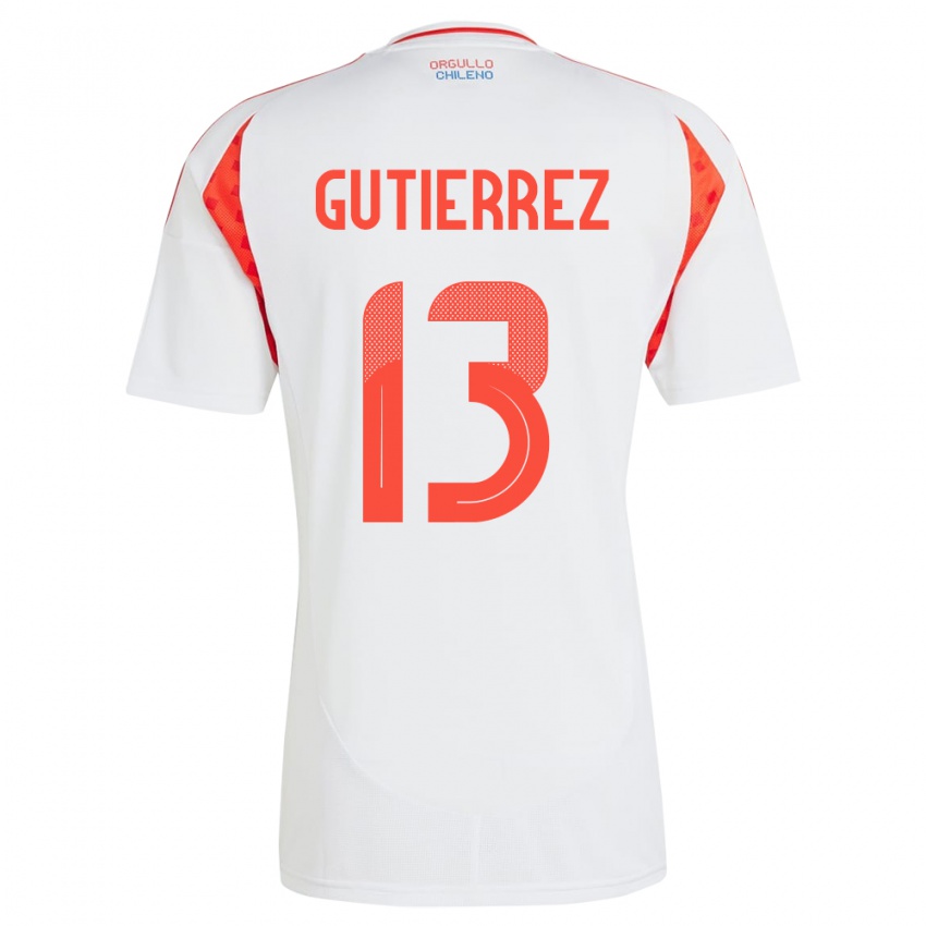 Børn Chile Daniel Gutiérrez #13 Hvid Udebane Spillertrøjer 24-26 Trøje T-Shirt