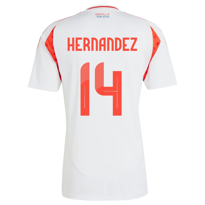 Børn Chile Leandro Hernández #14 Hvid Udebane Spillertrøjer 24-26 Trøje T-Shirt