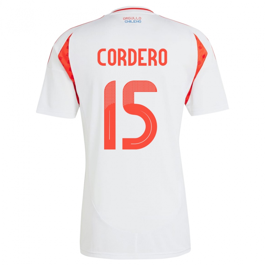 Børn Chile Renato Cordero #15 Hvid Udebane Spillertrøjer 24-26 Trøje T-Shirt