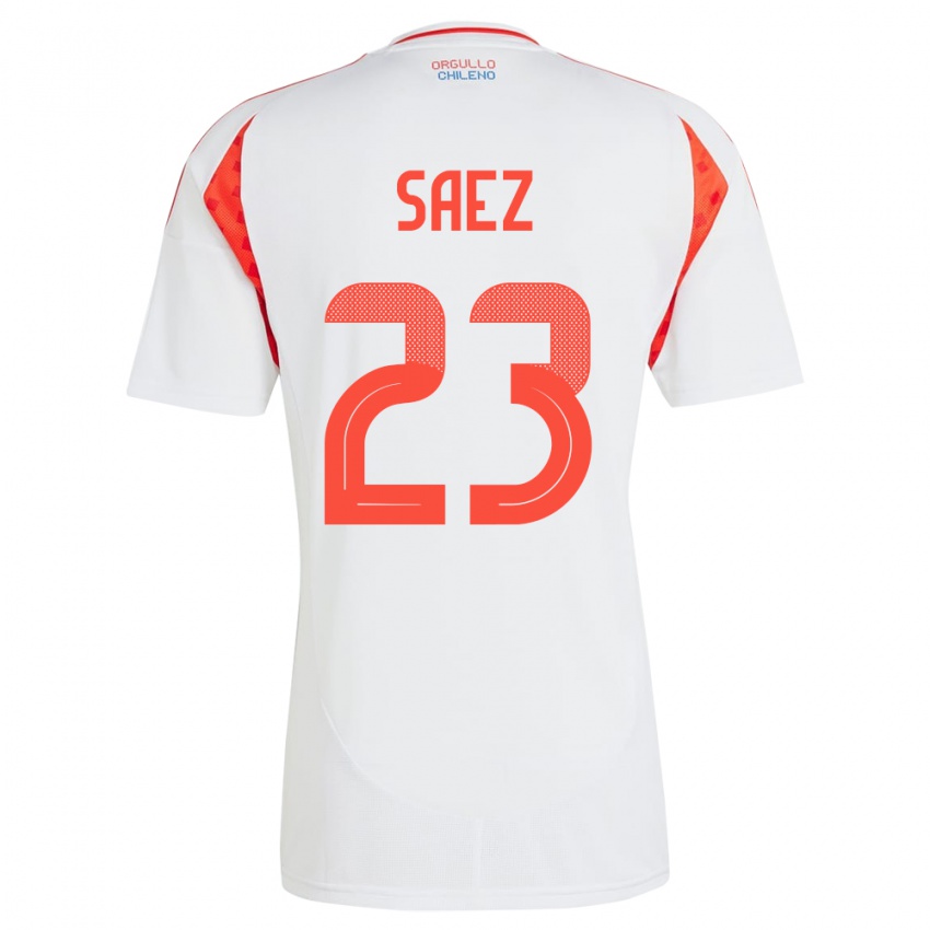 Børn Chile Ignacio Sáez #23 Hvid Udebane Spillertrøjer 24-26 Trøje T-Shirt