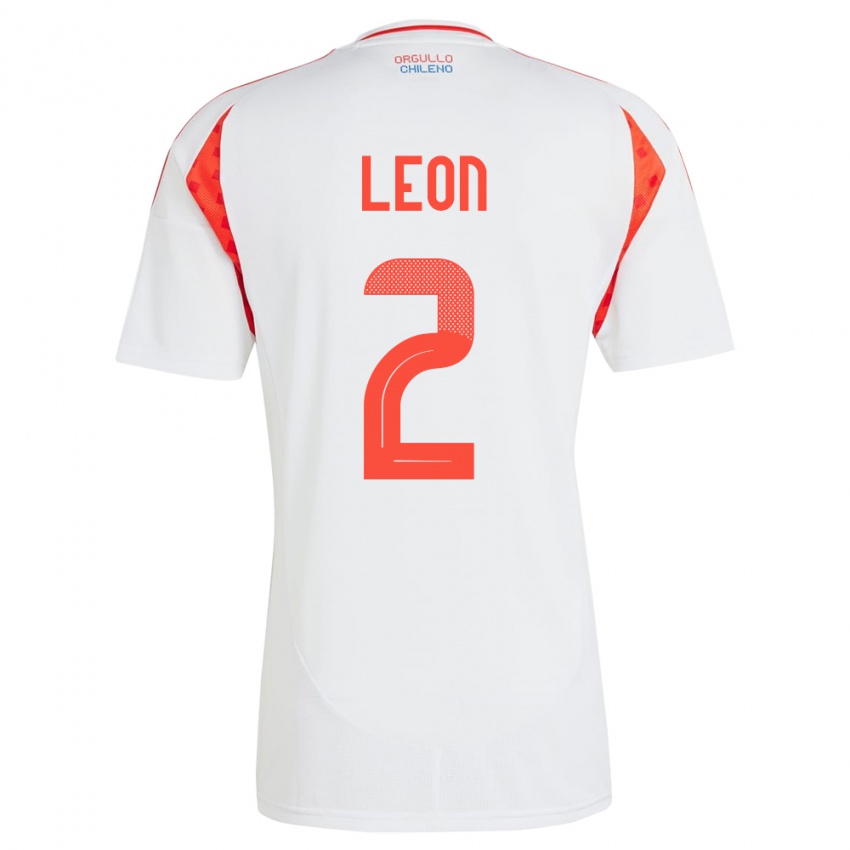 Børn Chile Maicol León #2 Hvid Udebane Spillertrøjer 24-26 Trøje T-Shirt