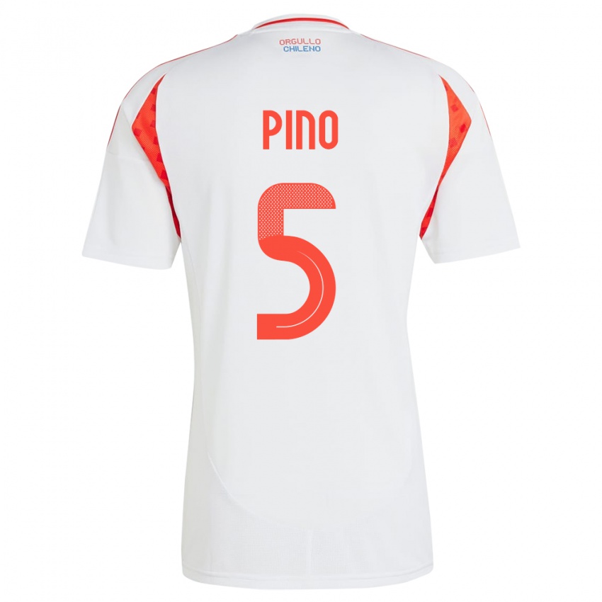 Børn Chile Sebastián Pino #5 Hvid Udebane Spillertrøjer 24-26 Trøje T-Shirt