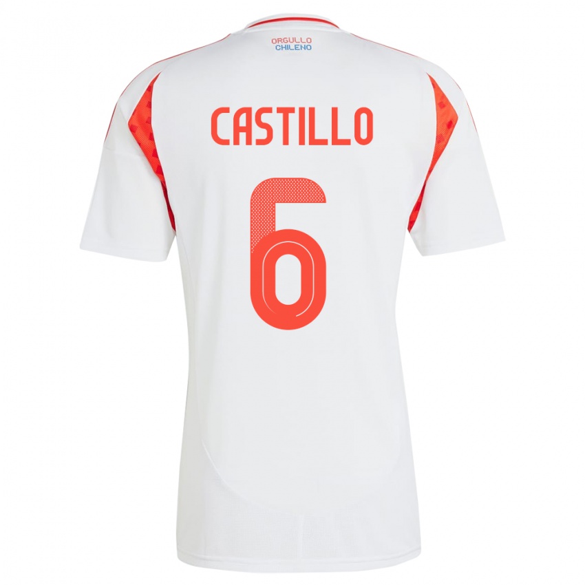 Børn Chile Cristóbal Castillo #6 Hvid Udebane Spillertrøjer 24-26 Trøje T-Shirt