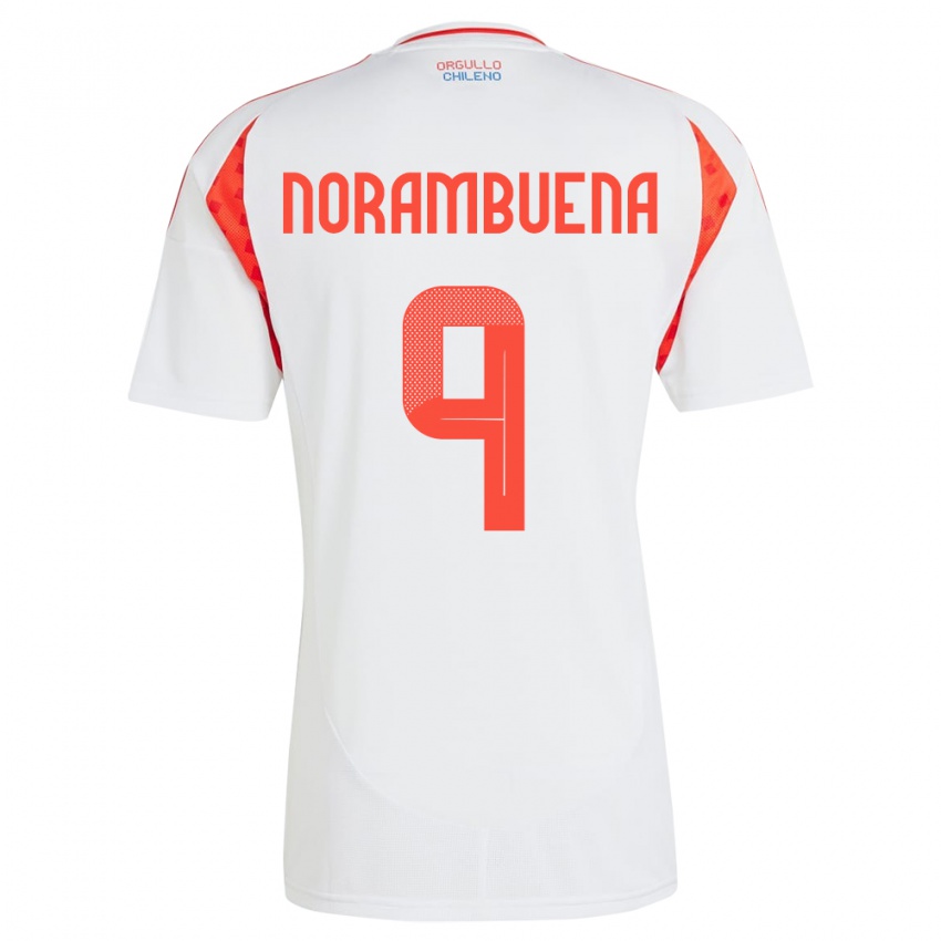 Børn Chile Gabriel Norambuena #9 Hvid Udebane Spillertrøjer 24-26 Trøje T-Shirt