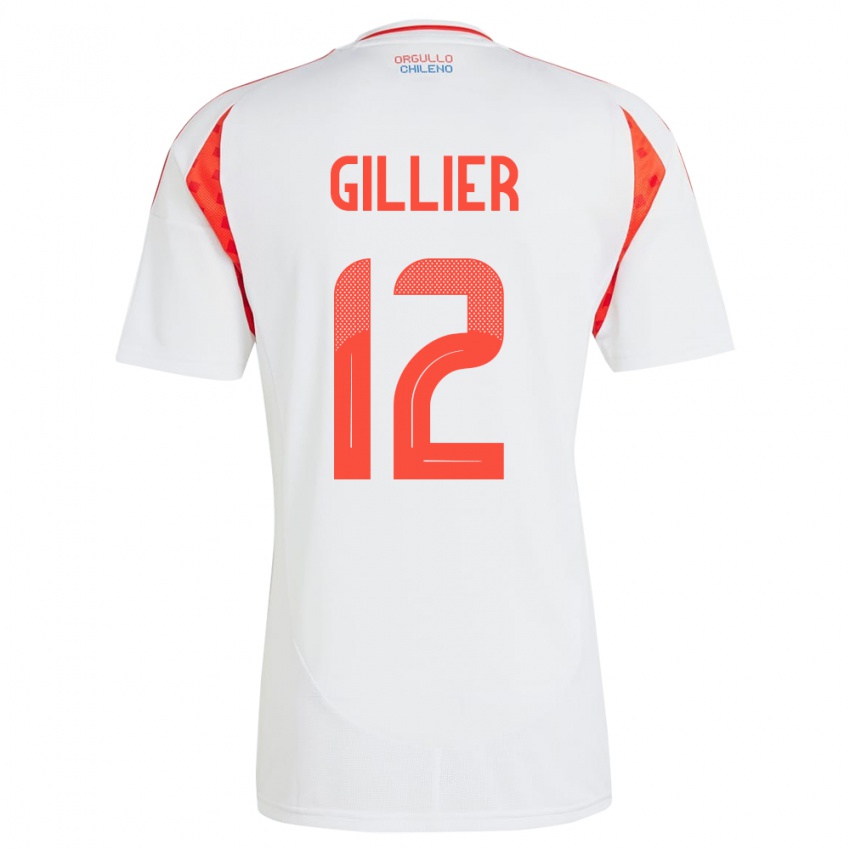 Børn Chile Thomas Gillier #12 Hvid Udebane Spillertrøjer 24-26 Trøje T-Shirt