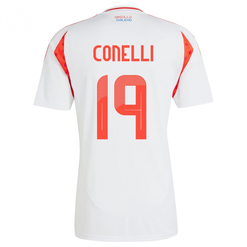 Børn Chile Vicente Conelli #19 Hvid Udebane Spillertrøjer 24-26 Trøje T-Shirt