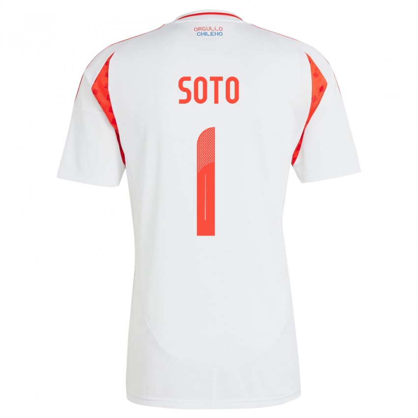 Børn Chile Fernando Soto #1 Hvid Udebane Spillertrøjer 24-26 Trøje T-Shirt