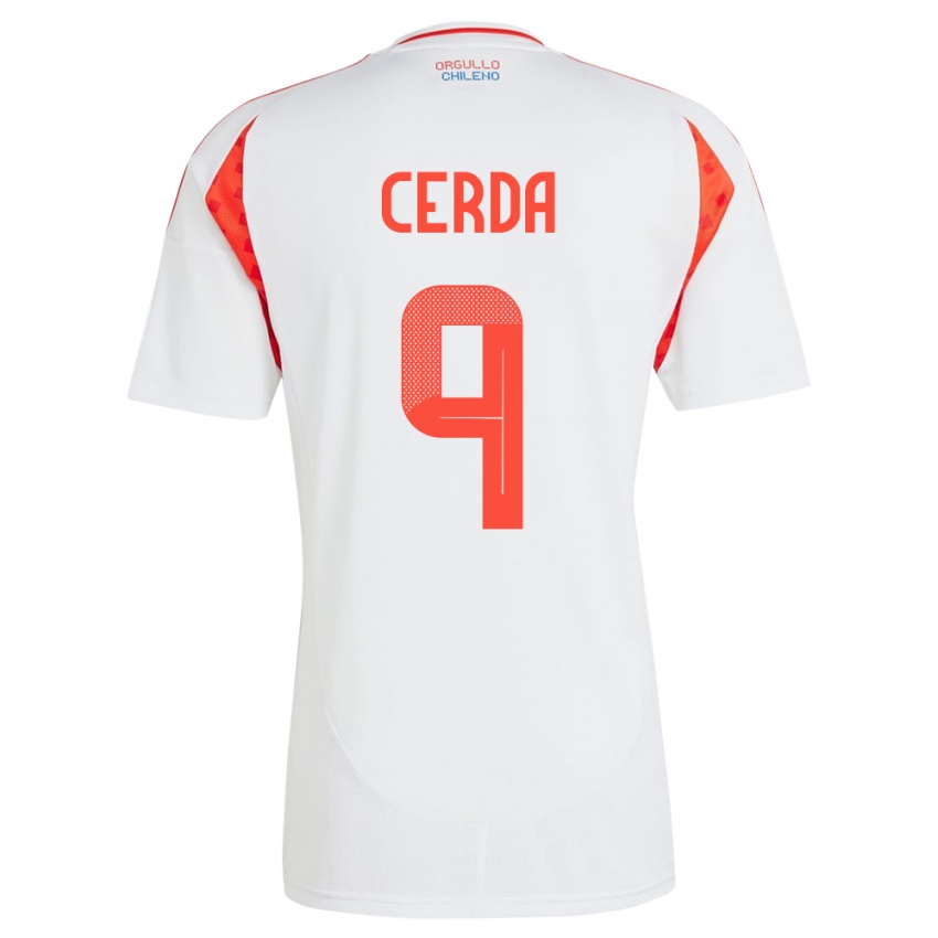 Børn Chile Axel Cerda #9 Hvid Udebane Spillertrøjer 24-26 Trøje T-Shirt