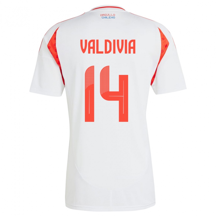 Børn Chile Felipe Valdivia #14 Hvid Udebane Spillertrøjer 24-26 Trøje T-Shirt