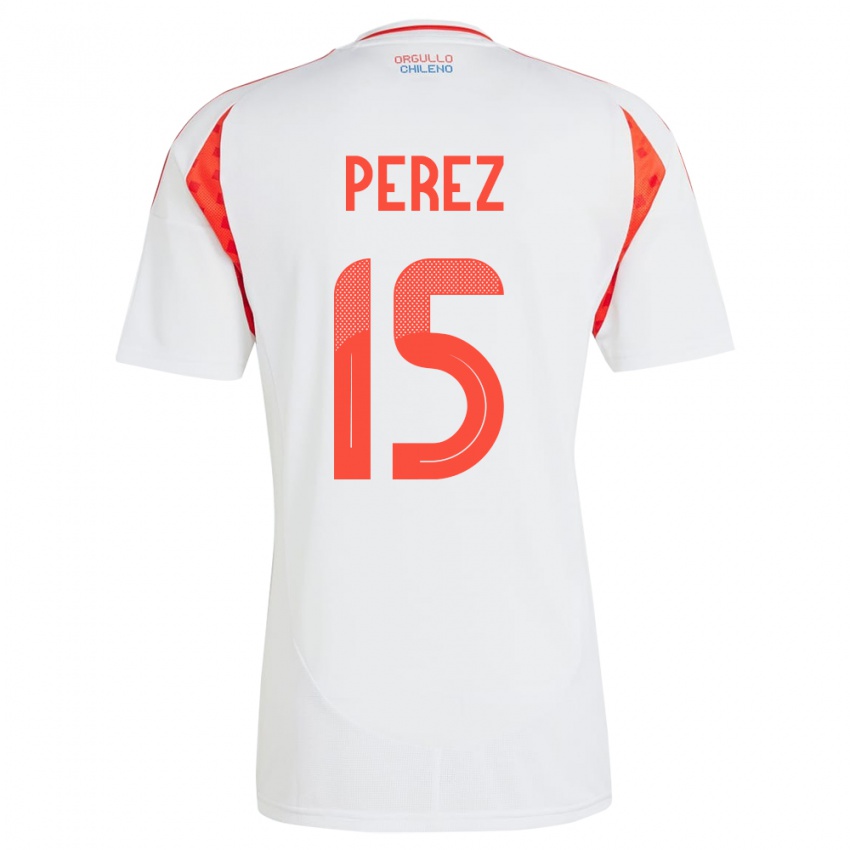 Børn Chile Ignacio Pérez #15 Hvid Udebane Spillertrøjer 24-26 Trøje T-Shirt