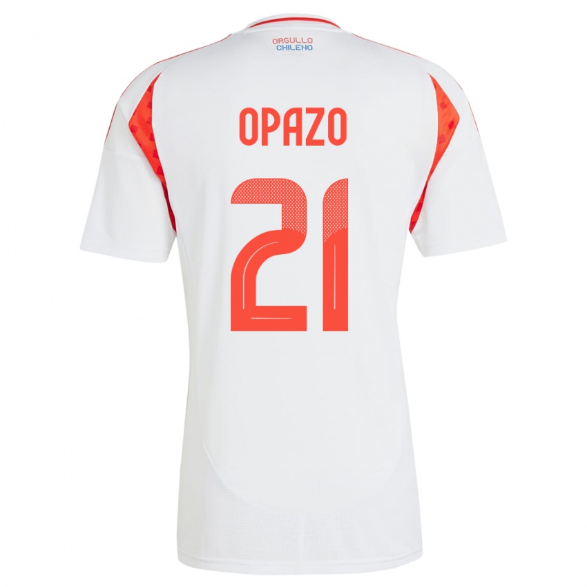 Børn Chile Diego Opazo #21 Hvid Udebane Spillertrøjer 24-26 Trøje T-Shirt