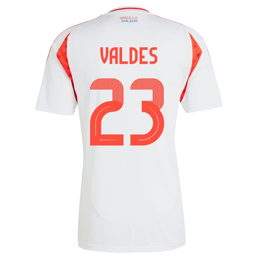 Børn Chile Francisco Valdés #23 Hvid Udebane Spillertrøjer 24-26 Trøje T-Shirt