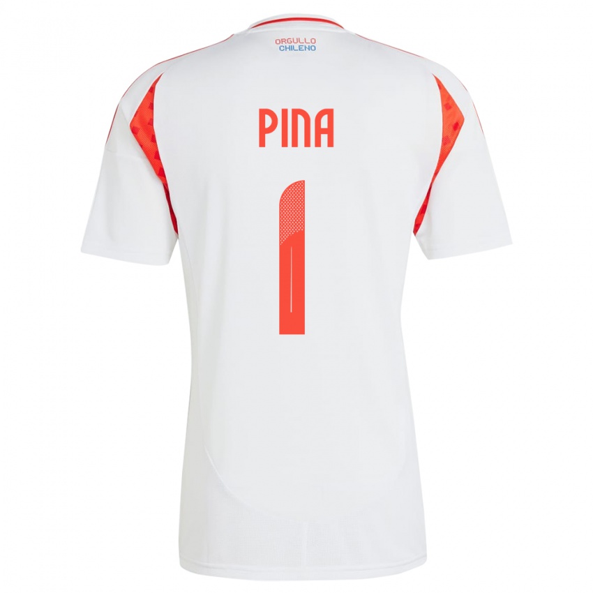 Børn Chile Cristóbal Piña #1 Hvid Udebane Spillertrøjer 24-26 Trøje T-Shirt