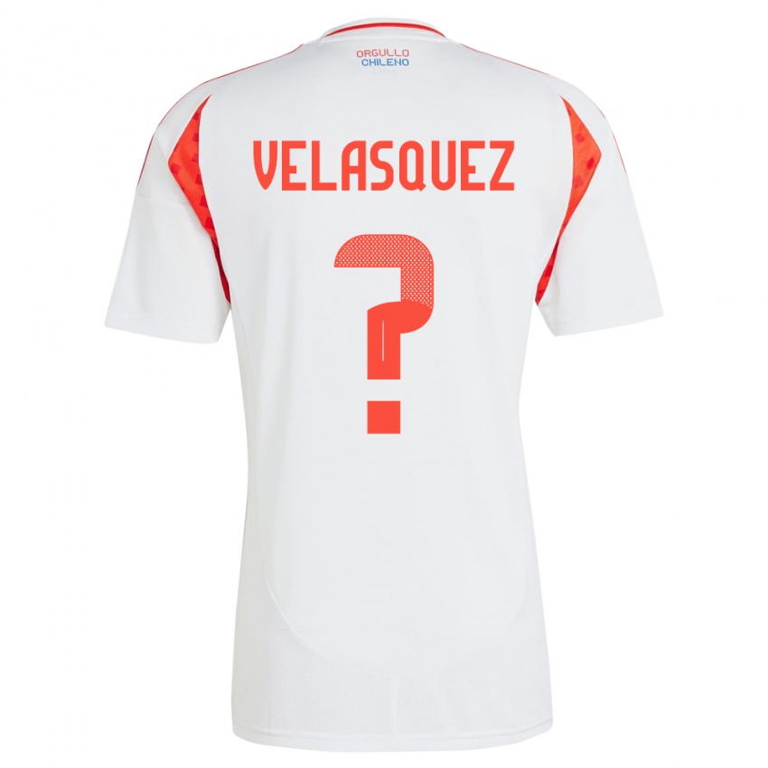 Børn Chile Milovan Velásquez #0 Hvid Udebane Spillertrøjer 24-26 Trøje T-Shirt