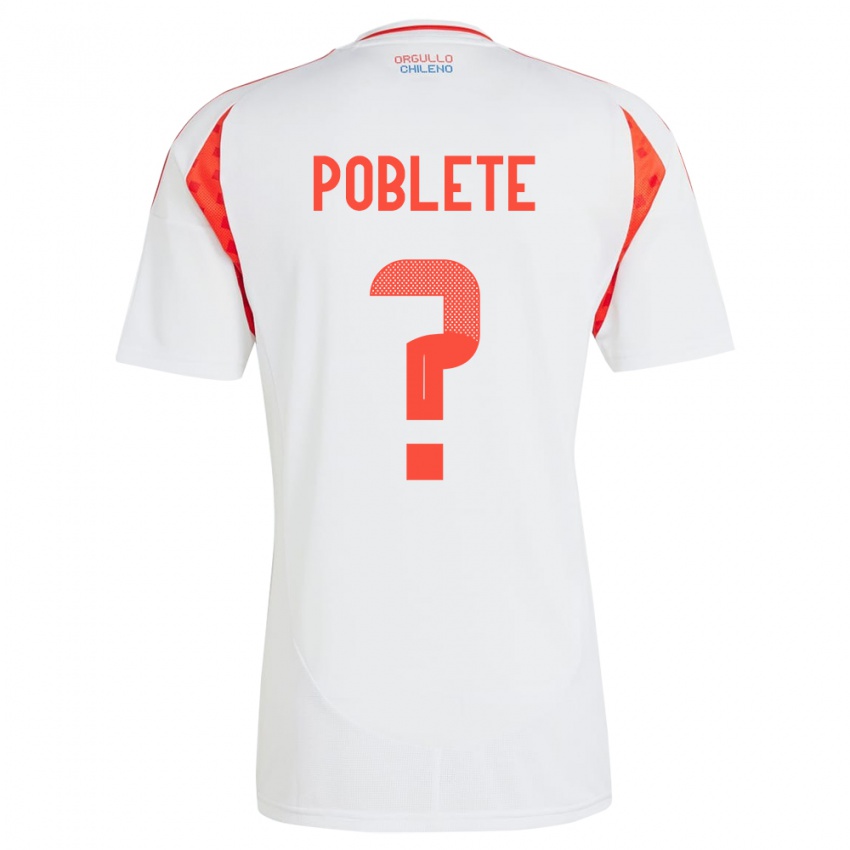 Børn Chile José Poblete #0 Hvid Udebane Spillertrøjer 24-26 Trøje T-Shirt