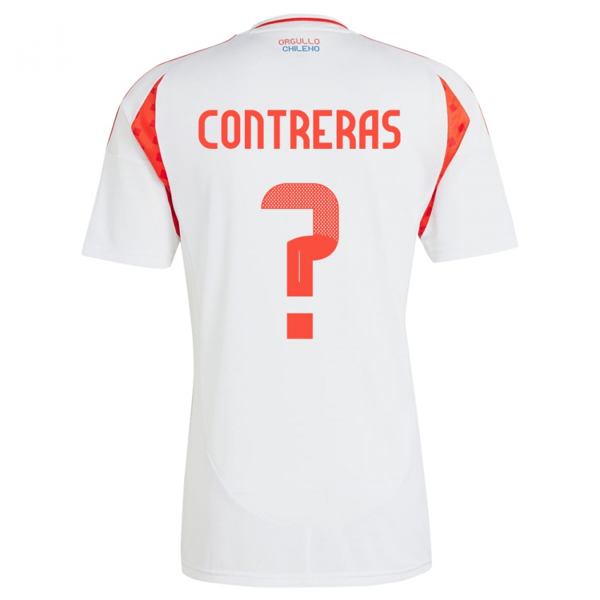 Børn Chile Mathías Contreras #0 Hvid Udebane Spillertrøjer 24-26 Trøje T-Shirt