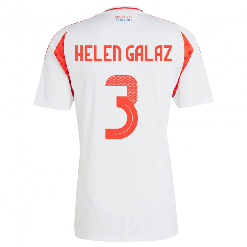 Børn Chile Su Helen Galaz #3 Hvid Udebane Spillertrøjer 24-26 Trøje T-Shirt