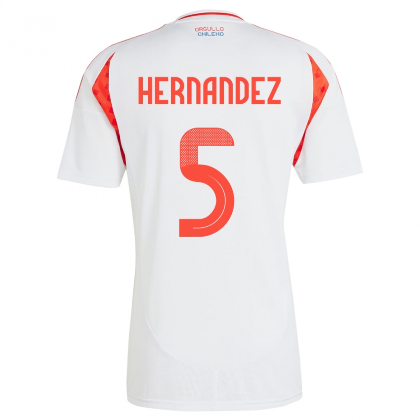 Børn Chile Monserrat Hernández #5 Hvid Udebane Spillertrøjer 24-26 Trøje T-Shirt