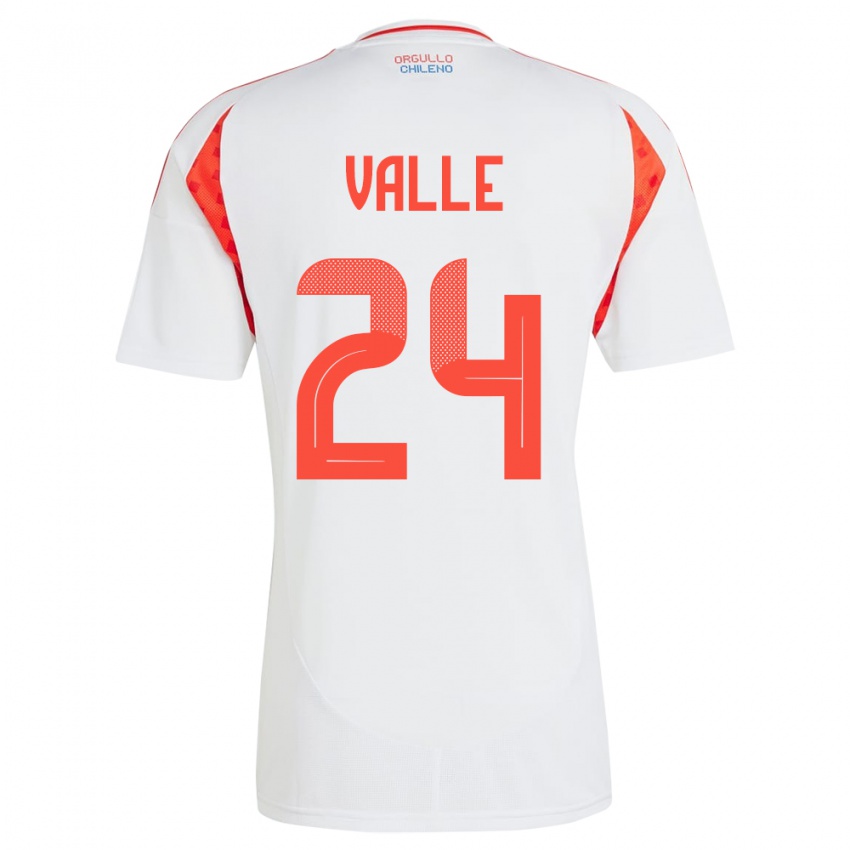 Børn Chile Alessandra Valle #24 Hvid Udebane Spillertrøjer 24-26 Trøje T-Shirt