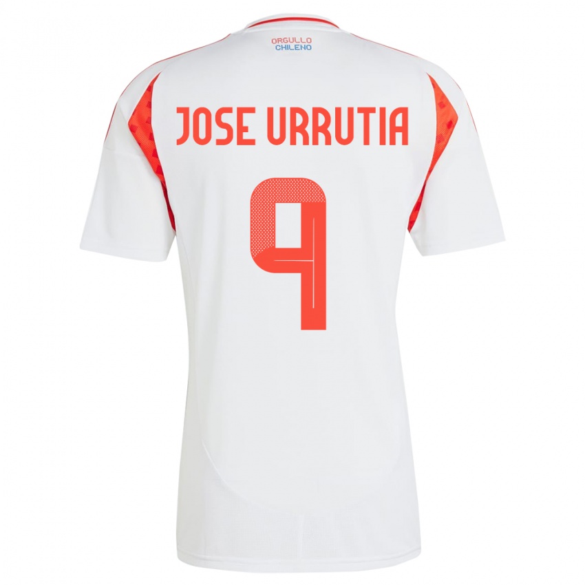 Børn Chile María José Urrutia #9 Hvid Udebane Spillertrøjer 24-26 Trøje T-Shirt