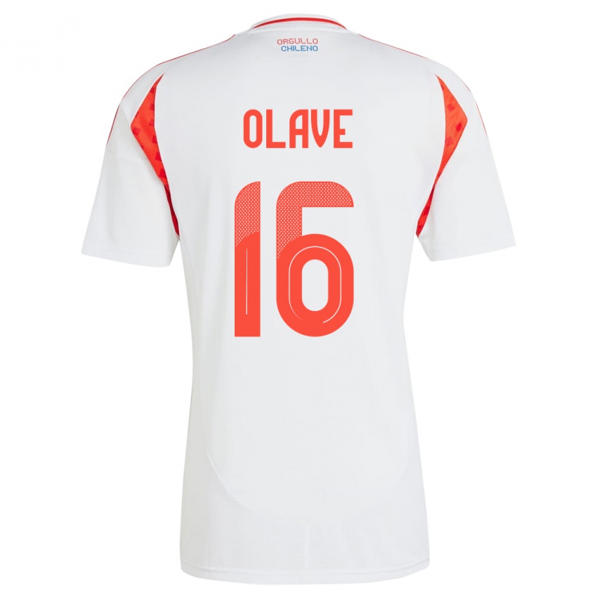 Børn Chile Isidora Olave #16 Hvid Udebane Spillertrøjer 24-26 Trøje T-Shirt