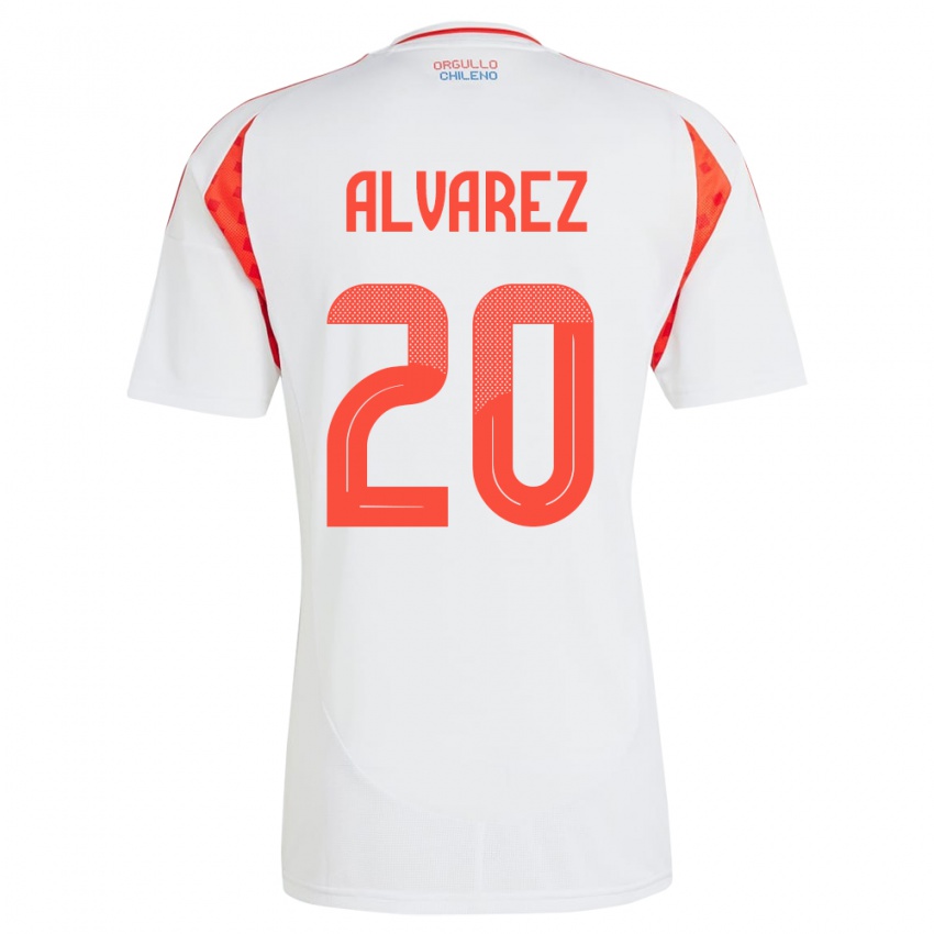 Børn Chile Anaís Álvarez #20 Hvid Udebane Spillertrøjer 24-26 Trøje T-Shirt